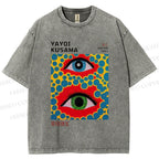Unisex Yayoi Kusama Eyes Printed Washed Tee