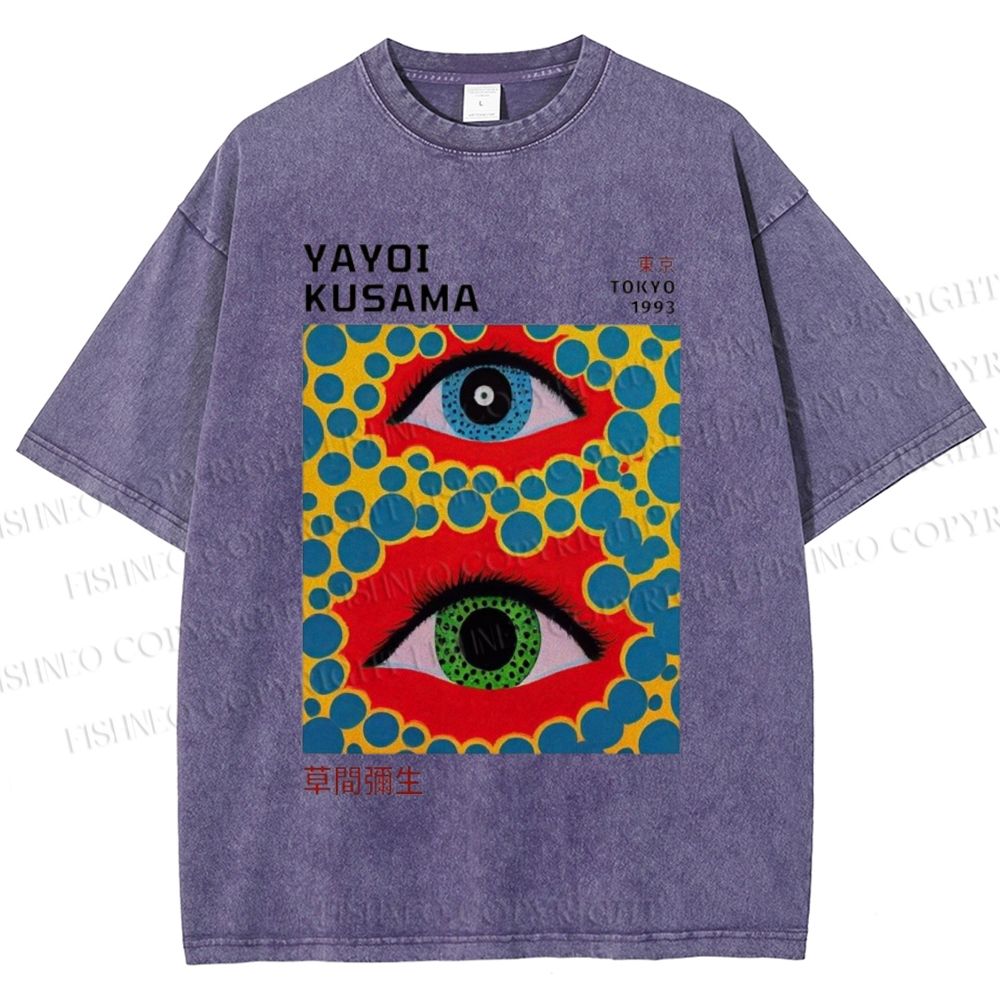 Unisex Yayoi Kusama Eyes Printed Washed Tee