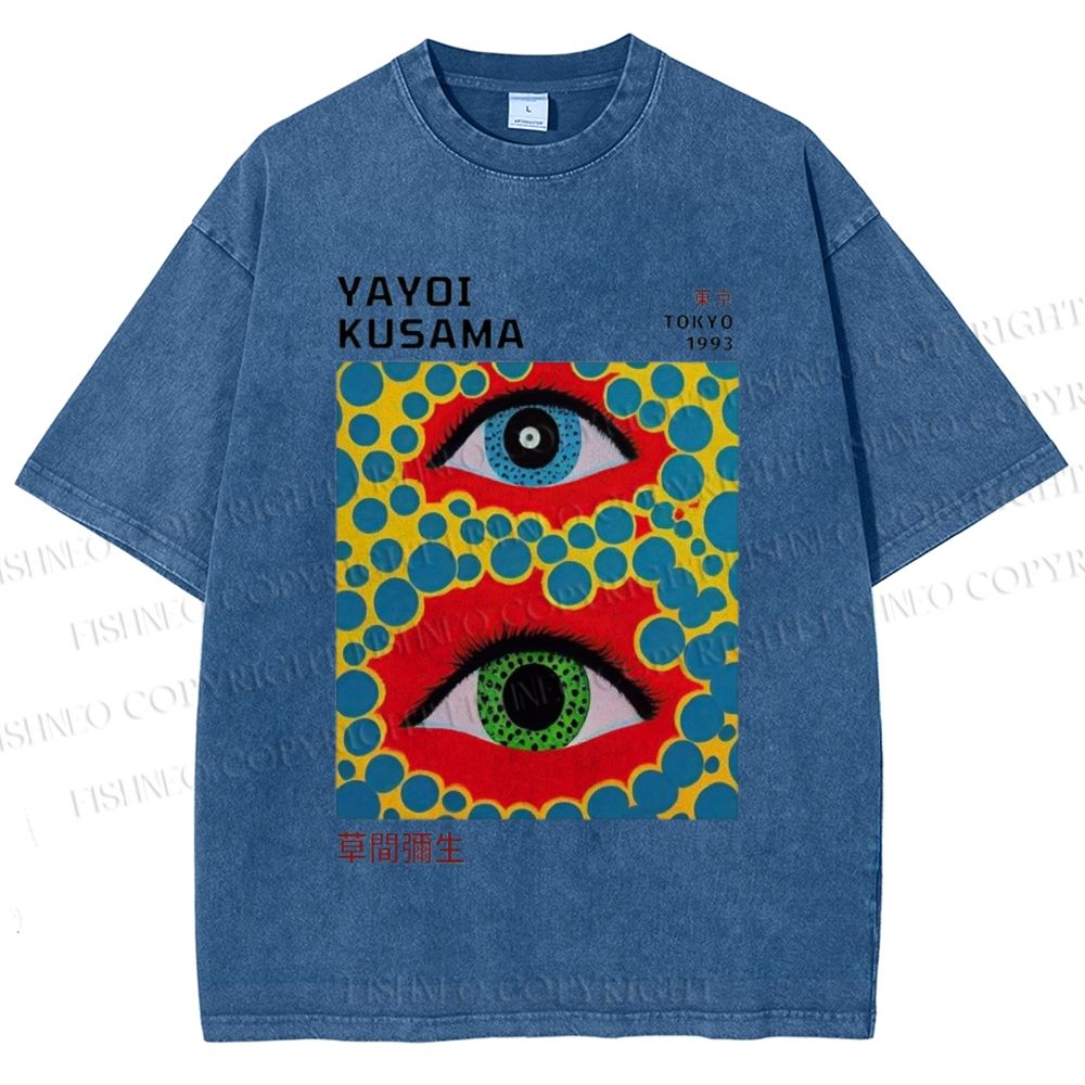 Unisex Yayoi Kusama Eyes Printed Washed Tee