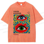 Unisex Yayoi Kusama Eyes Printed Washed Tee