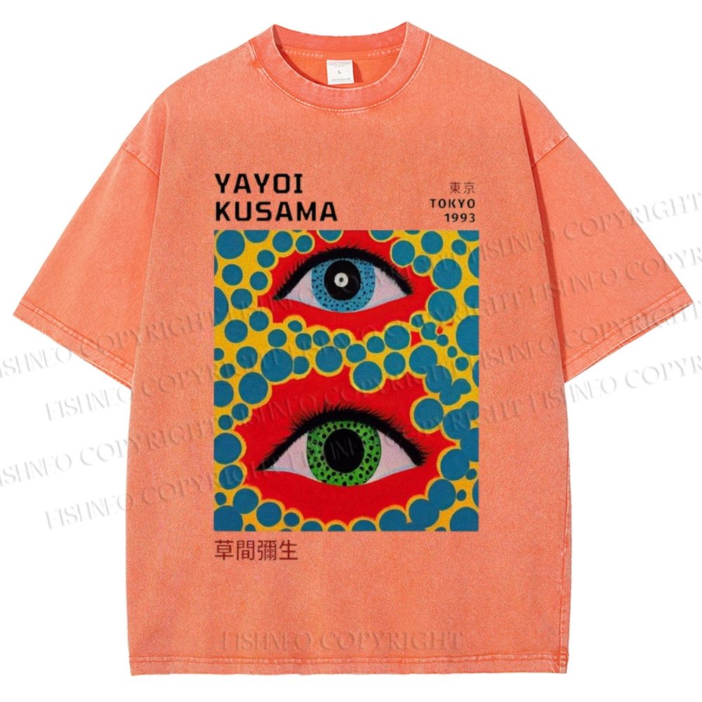 Unisex Yayoi Kusama Eyes Printed Washed Tee