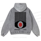 Casual Geometric Eyes Printed Washed Hoodie