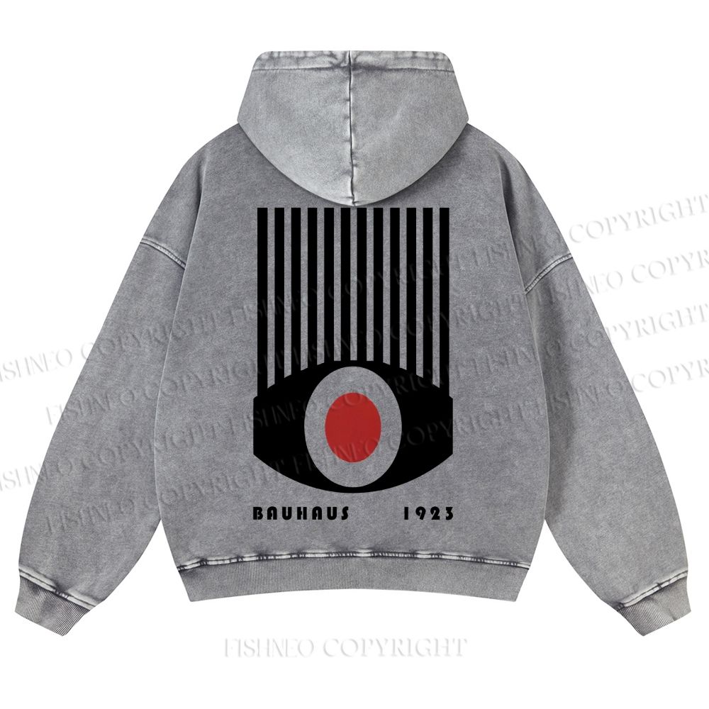 Casual Geometric Eyes Printed Washed Hoodie