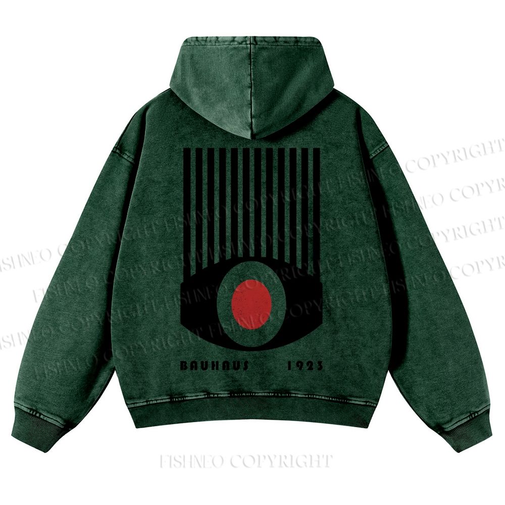 Casual Geometric Eyes Printed Washed Hoodie