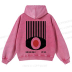 Casual Geometric Eyes Printed Washed Hoodie