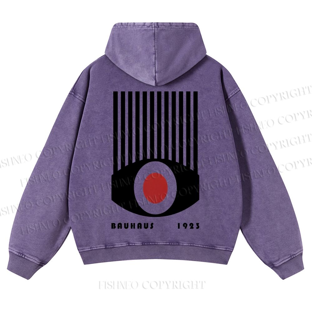 Casual Geometric Eyes Printed Washed Hoodie