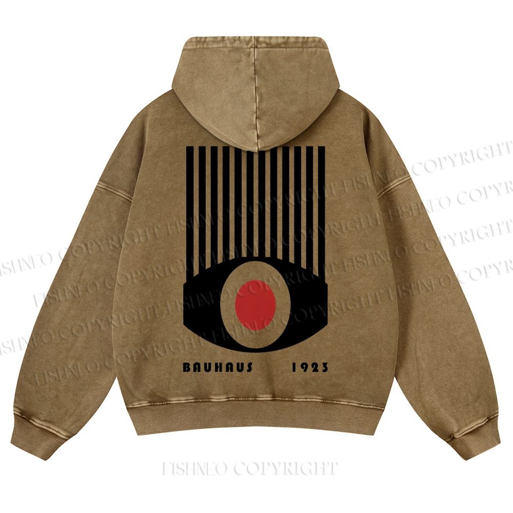 Casual Geometric Eyes Printed Washed Hoodie