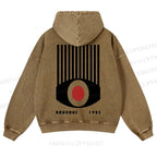 Casual Geometric Eyes Printed Washed Hoodie