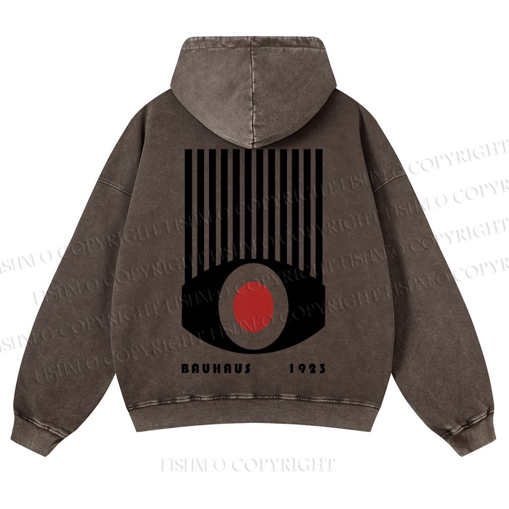Casual Geometric Eyes Printed Washed Hoodie