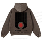 Casual Geometric Eyes Printed Washed Hoodie