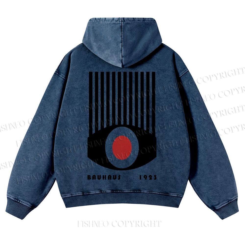 Casual Geometric Eyes Printed Washed Hoodie