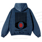 Casual Geometric Eyes Printed Washed Hoodie