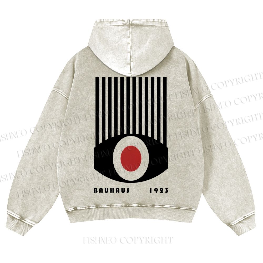 Casual Geometric Eyes Printed Washed Hoodie