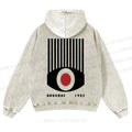 Casual Geometric Eyes Printed Washed Hoodie