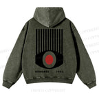 Casual Geometric Eyes Printed Washed Hoodie