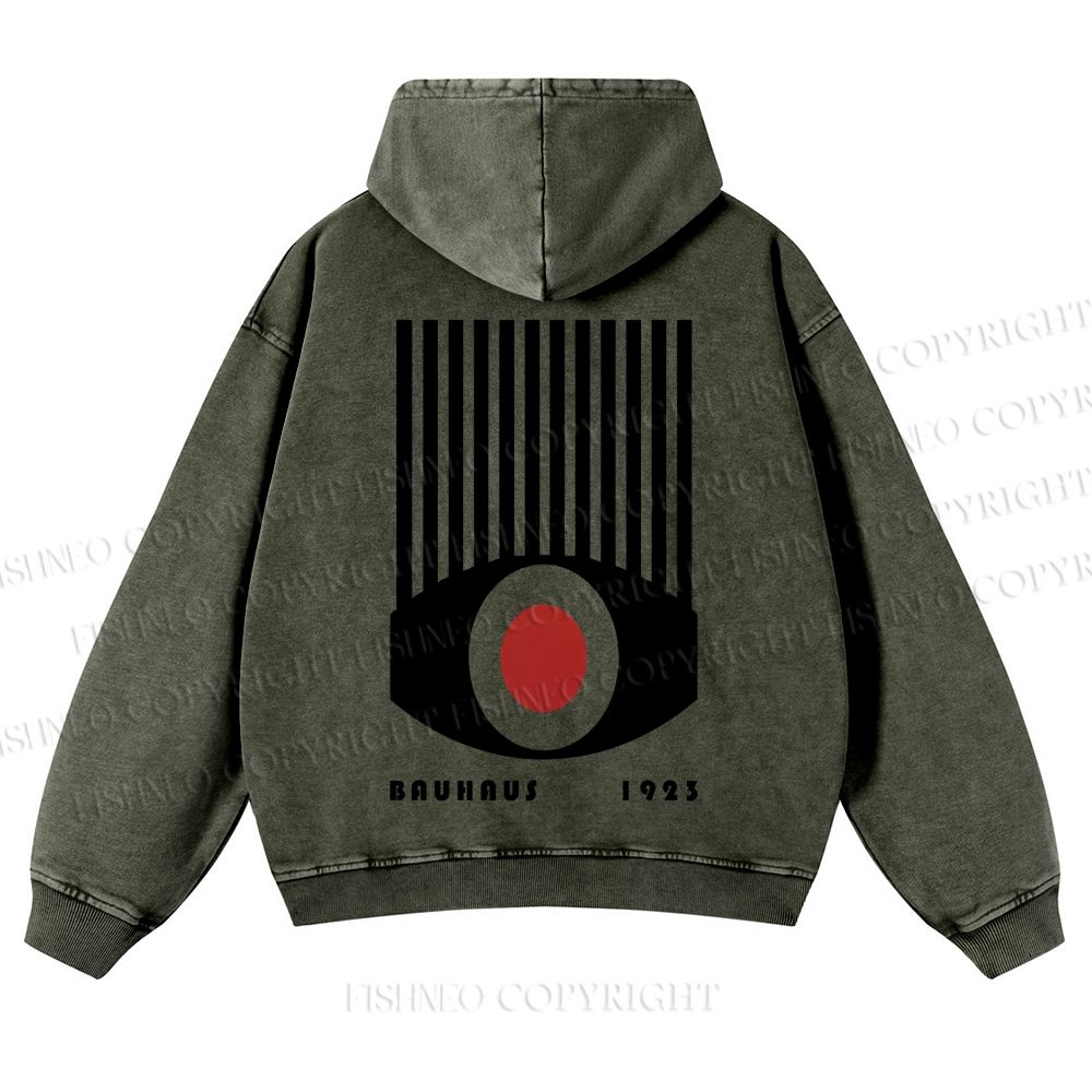 Casual Geometric Eyes Printed Washed Hoodie