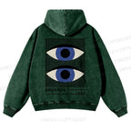 Casual Geometric Eyes Printed Washed Hoodie
