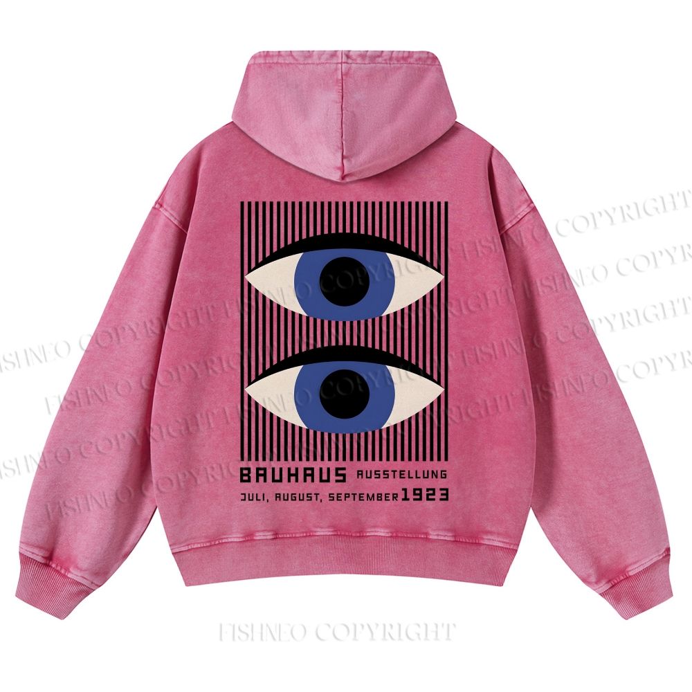 Casual Geometric Eyes Printed Washed Hoodie