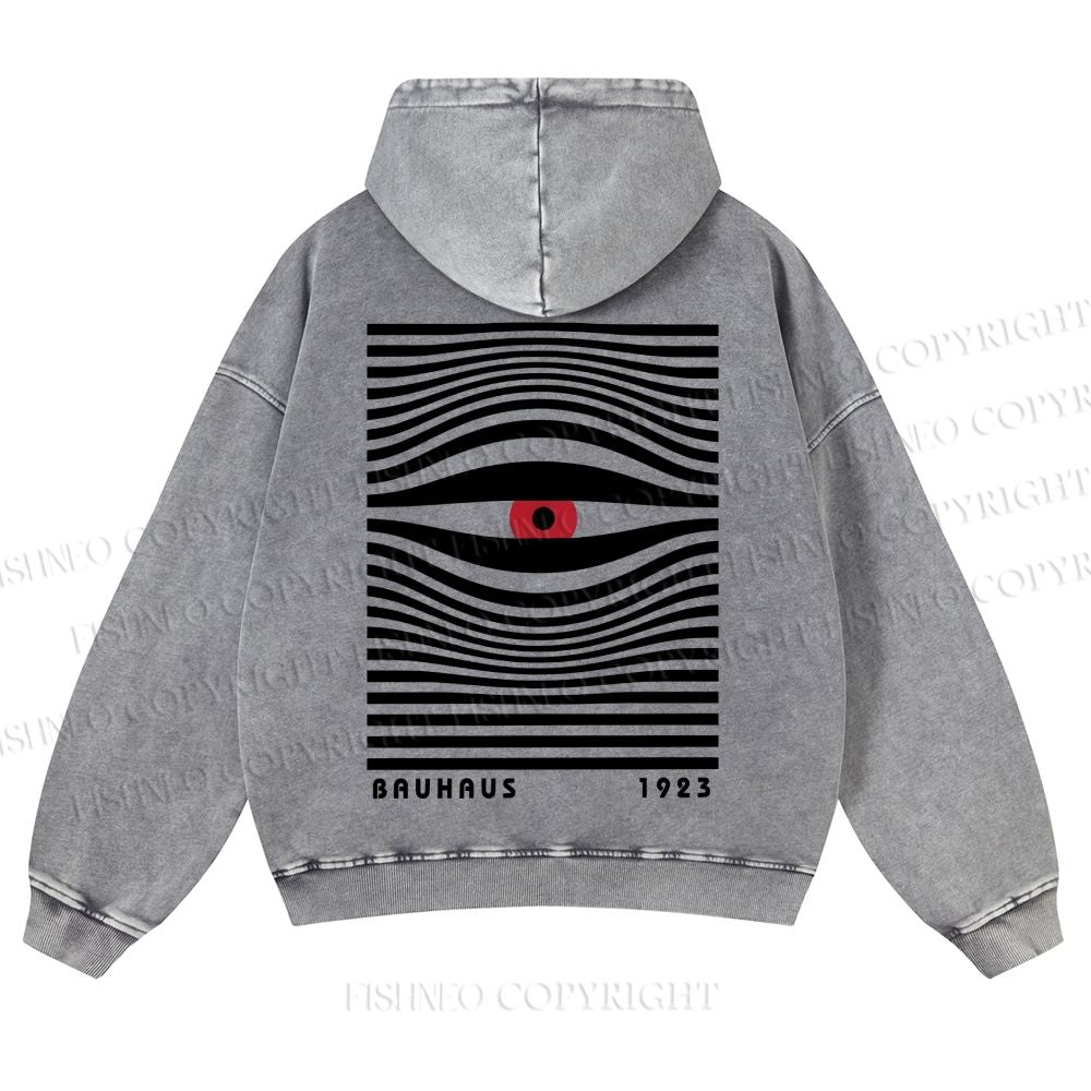 Casual Geometric Eyes Printed Washed Hoodie