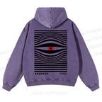 Casual Geometric Eyes Printed Washed Hoodie
