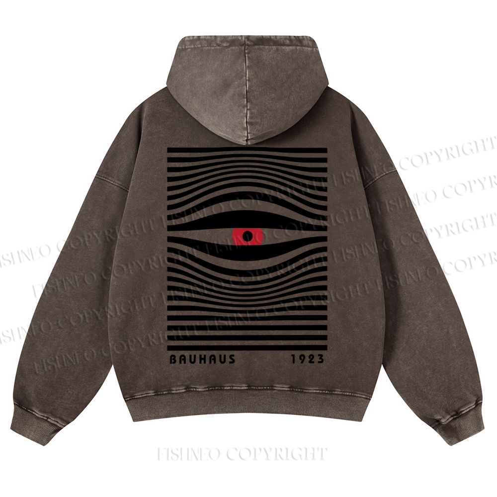 Casual Geometric Eyes Printed Washed Hoodie