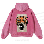 Casual Tokyo Tiger Printed Washed Hoodie