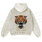 Casual Tokyo Tiger Printed Washed Hoodie