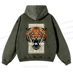 Casual Tokyo Tiger Printed Washed Hoodie