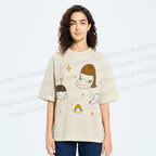 Unisex Yoshitomo Nara Dog Printed Washed Tee
