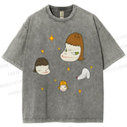 Unisex Yoshitomo Nara Dog Printed Washed Tee