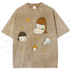 Unisex Yoshitomo Nara Dog Printed Washed Tee