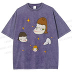 Unisex Yoshitomo Nara Dog Printed Washed Tee