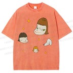 Unisex Yoshitomo Nara Dog Printed Washed Tee