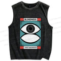 Unisex Blindness Art Eyes Printed Washed Tank Top
