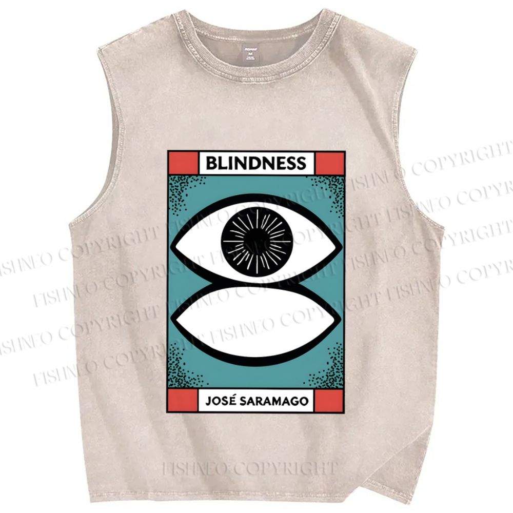 Unisex Blindness Art Eyes Printed Washed Tank Top
