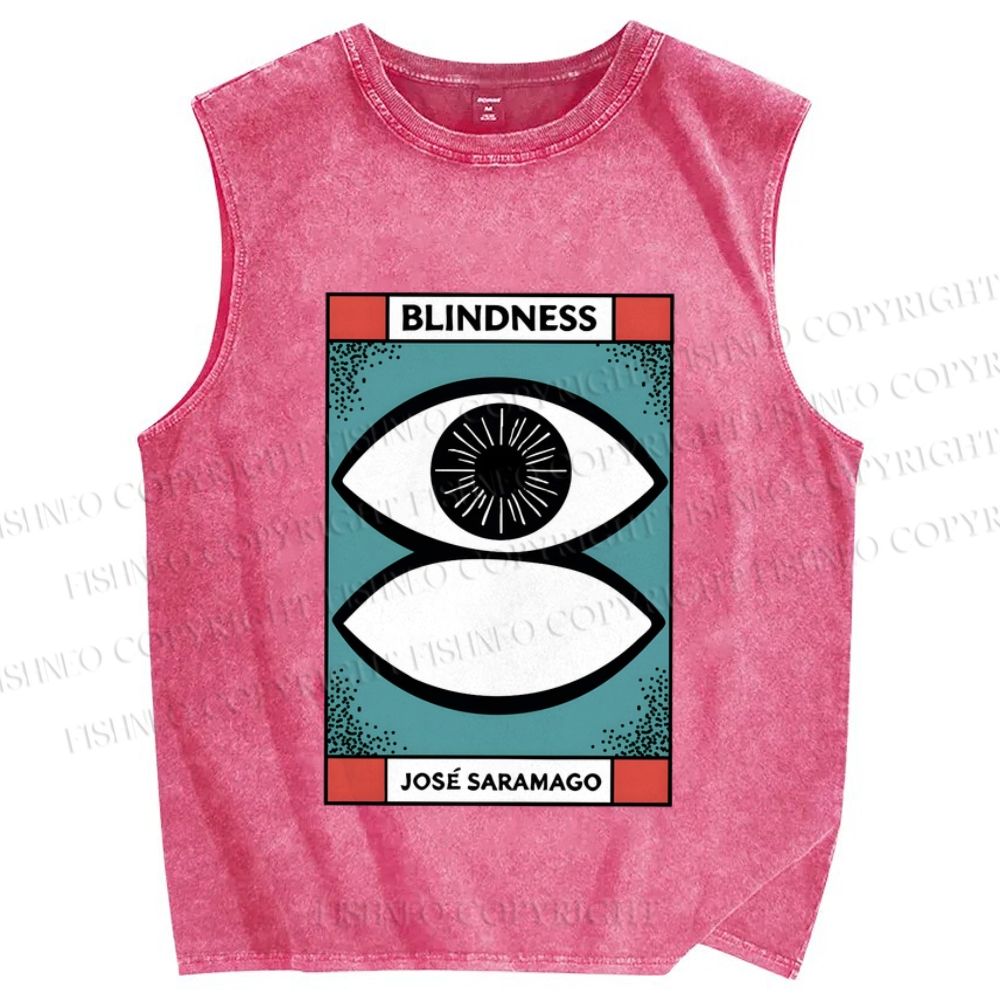 Unisex Blindness Art Eyes Printed Washed Tank Top
