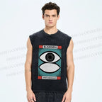 Unisex Blindness Art Eyes Printed Washed Tank Top