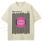 Unisex Bauhaus Geometric Eyes Printed Washed Tee