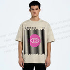 Unisex Bauhaus Geometric Eyes Printed Washed Tee