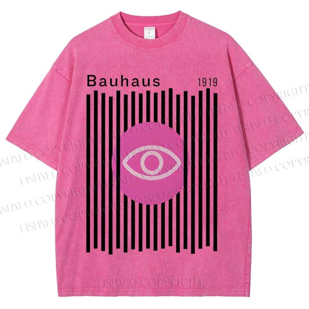 Unisex Bauhaus Geometric Eyes Printed Washed Tee