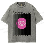 Unisex Bauhaus Geometric Eyes Printed Washed Tee