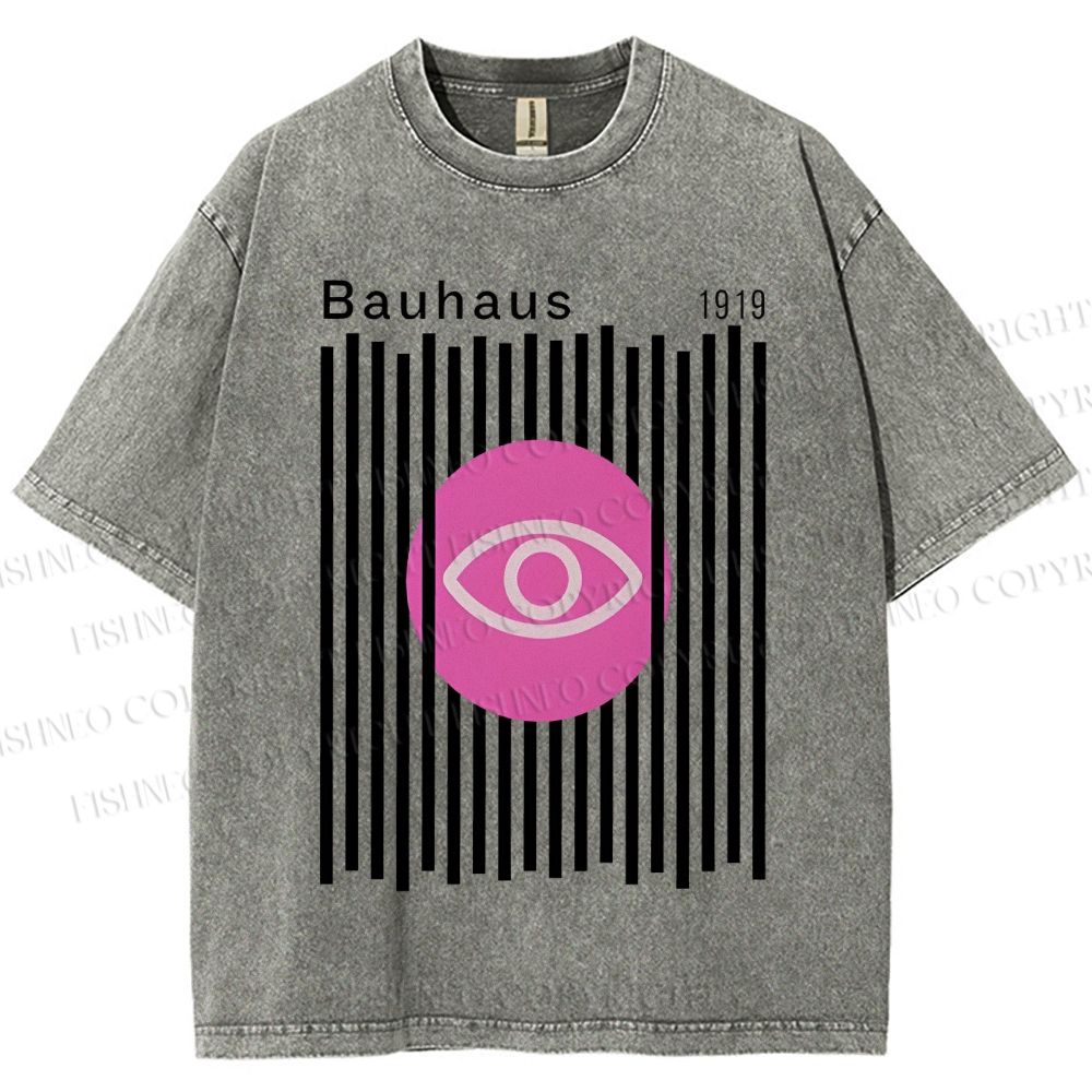 Unisex Bauhaus Geometric Eyes Printed Washed Tee