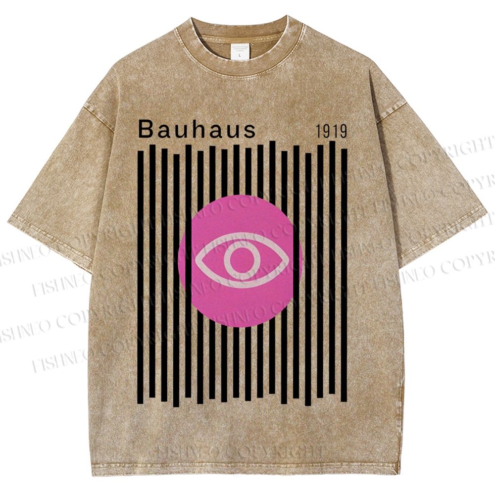 Unisex Bauhaus Geometric Eyes Printed Washed Tee