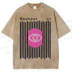 Unisex Bauhaus Geometric Eyes Printed Washed Tee