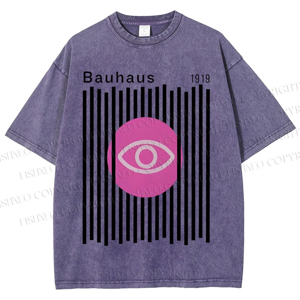 Unisex Bauhaus Geometric Eyes Printed Washed Tee