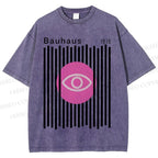 Unisex Bauhaus Geometric Eyes Printed Washed Tee