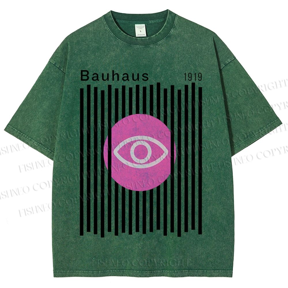 Unisex Bauhaus Geometric Eyes Printed Washed Tee