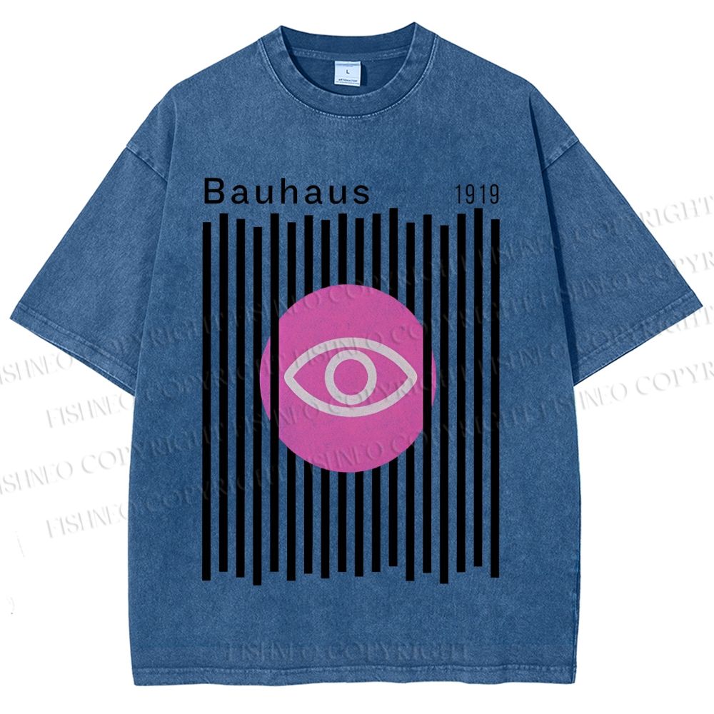 Unisex Bauhaus Geometric Eyes Printed Washed Tee