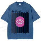 Unisex Bauhaus Geometric Eyes Printed Washed Tee
