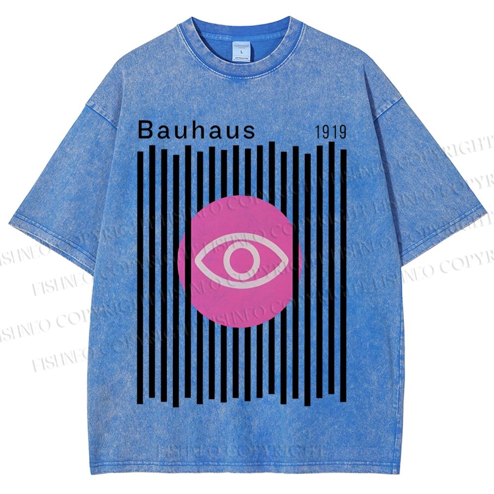 Unisex Bauhaus Geometric Eyes Printed Washed Tee